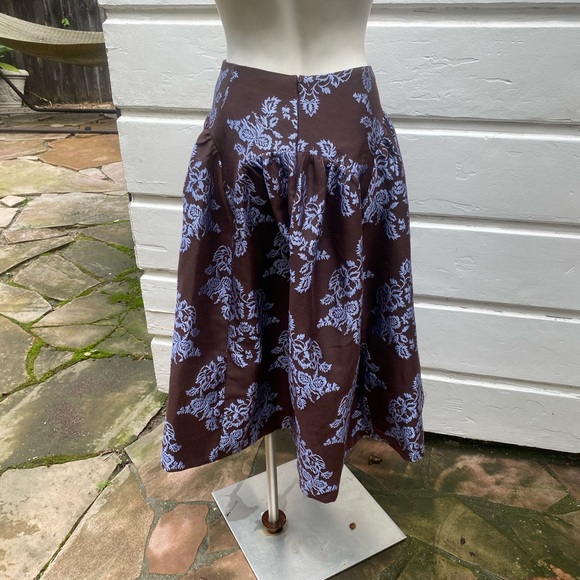 By Anthropologie Brocade Midi Elegant Brown Patterned Skirt NWT 2P - Picture 13 of 16